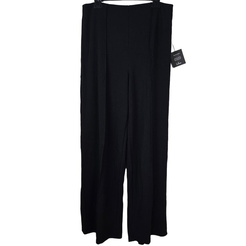 Lulus Wide Leg Pants Women's XL Black High Rise Career Classic Preppy Minimalist
